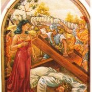 Détail du chemin de croix dans l'église de Tréhorenteuc