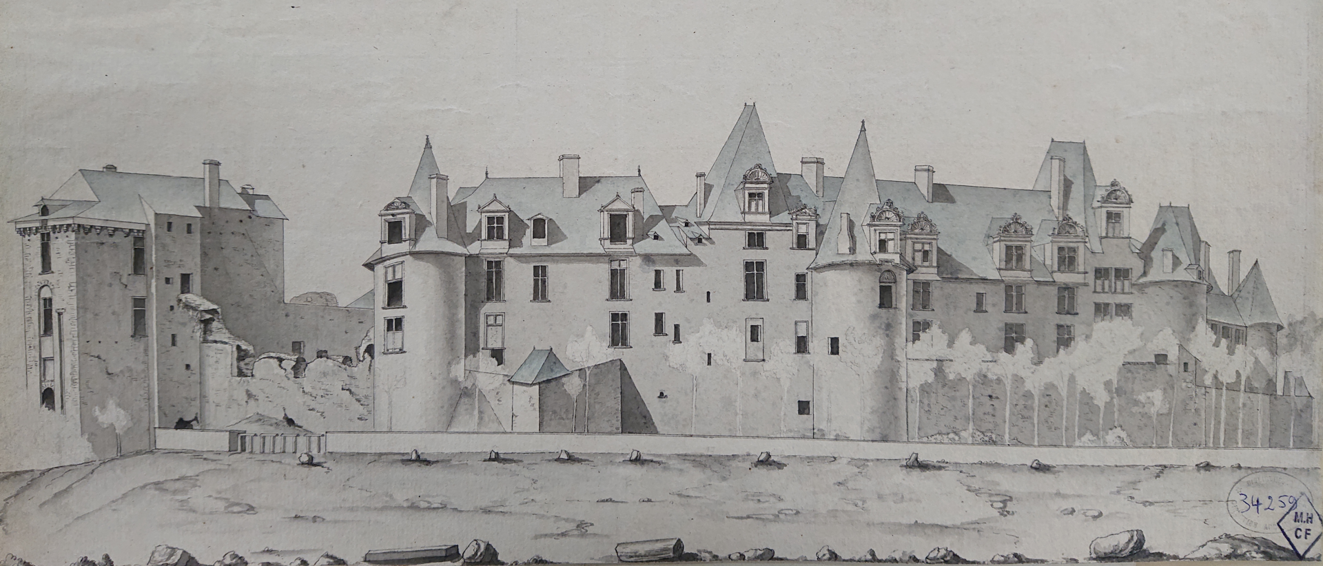 Le château de Châteaubriant en 1840