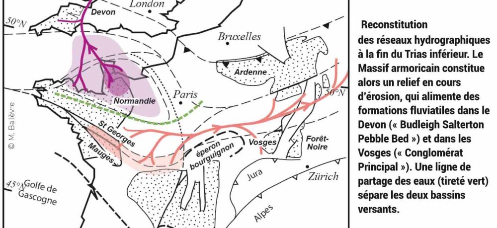 Fig. 45 – Reconstitution paléogéographique au Trias inférieur (250 Ma)