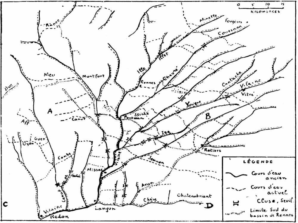 Fig. 99 – Formation du réseau hydrographique de la Vilaine 