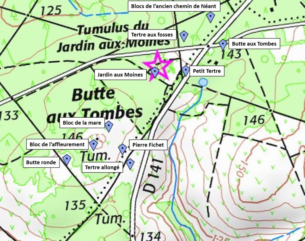 Carte de localisation des Buttes aux Tombes