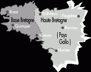 Carte de la Haute-Bretagne et de la Basse-Bretagne