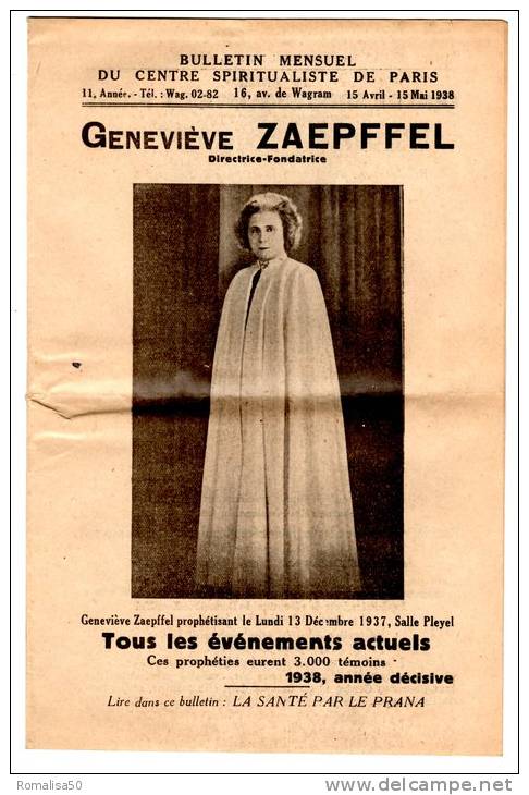 Geneviève Zaepffel : extrait du Bulletin du Centre Spiritualiste de Paris 1937