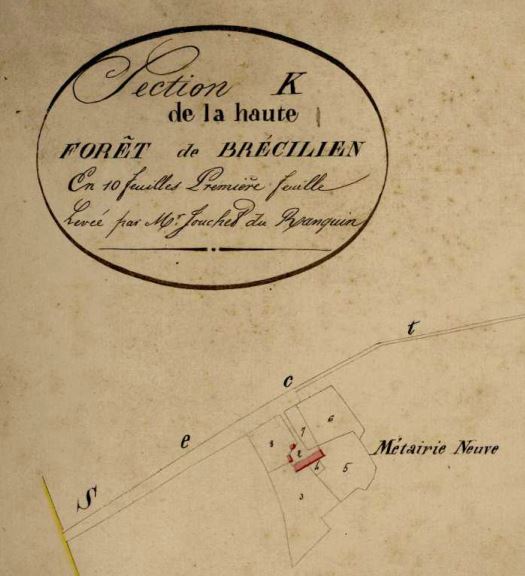 Métairie-Neuve sur le cadastre de 1823