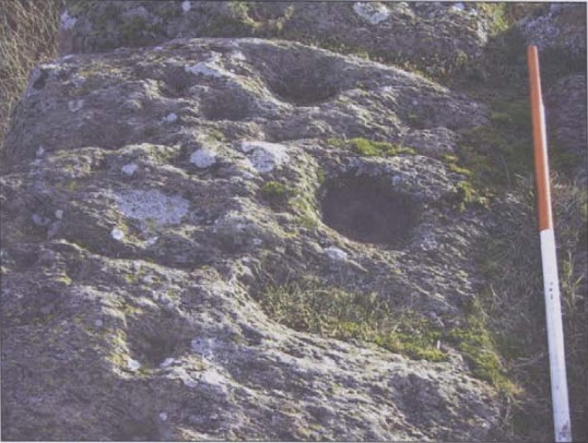 Détail de la partie sud du site à cupules de Roveny en Monterfil