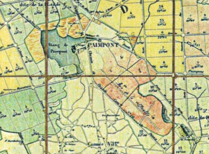 Le bois de la Moutte (en rouge) sur la carte du Domaine de Paimpont de 1867