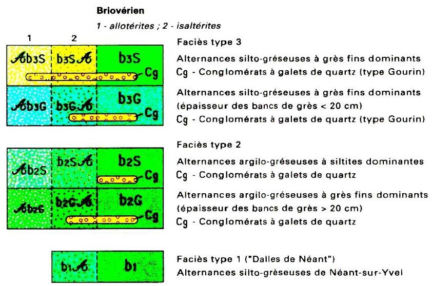 Feuille de Ploërmel : Briovérien – Colonne stratigraphique