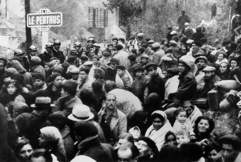 Réfugiés espagnols au col du Perthus en février 1939