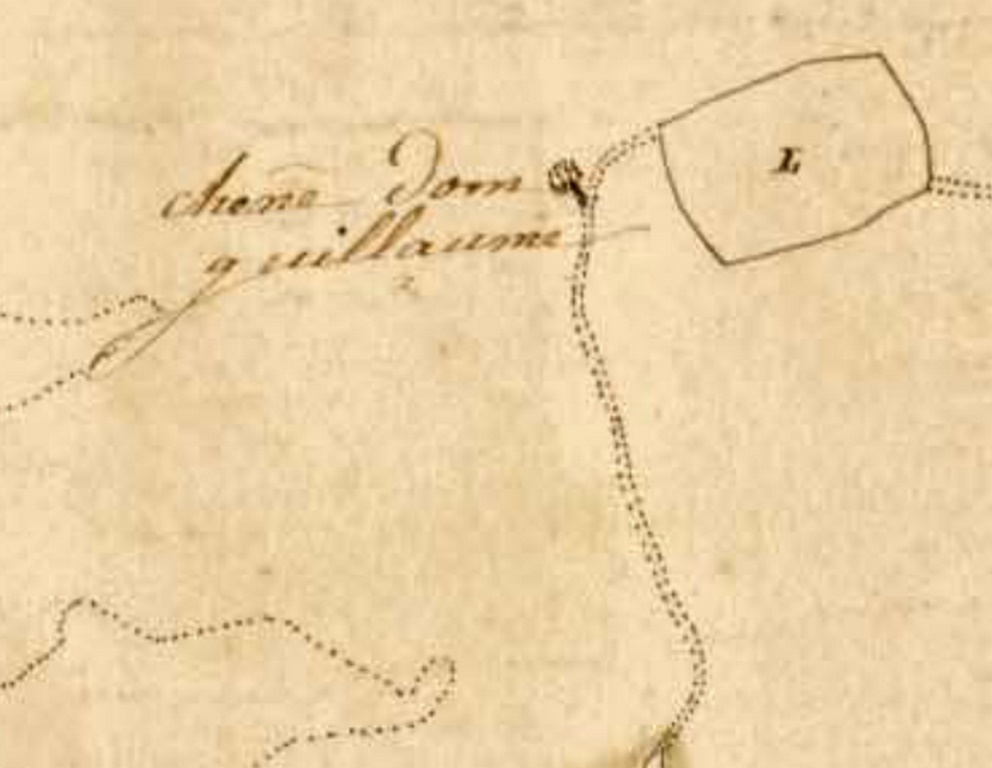 Le Chêne à Dom Guillaume sur le cadastre de 1823